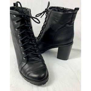 Torrid Black Combat Booties NWOT Size 9W Faux Lace Up Zip Side